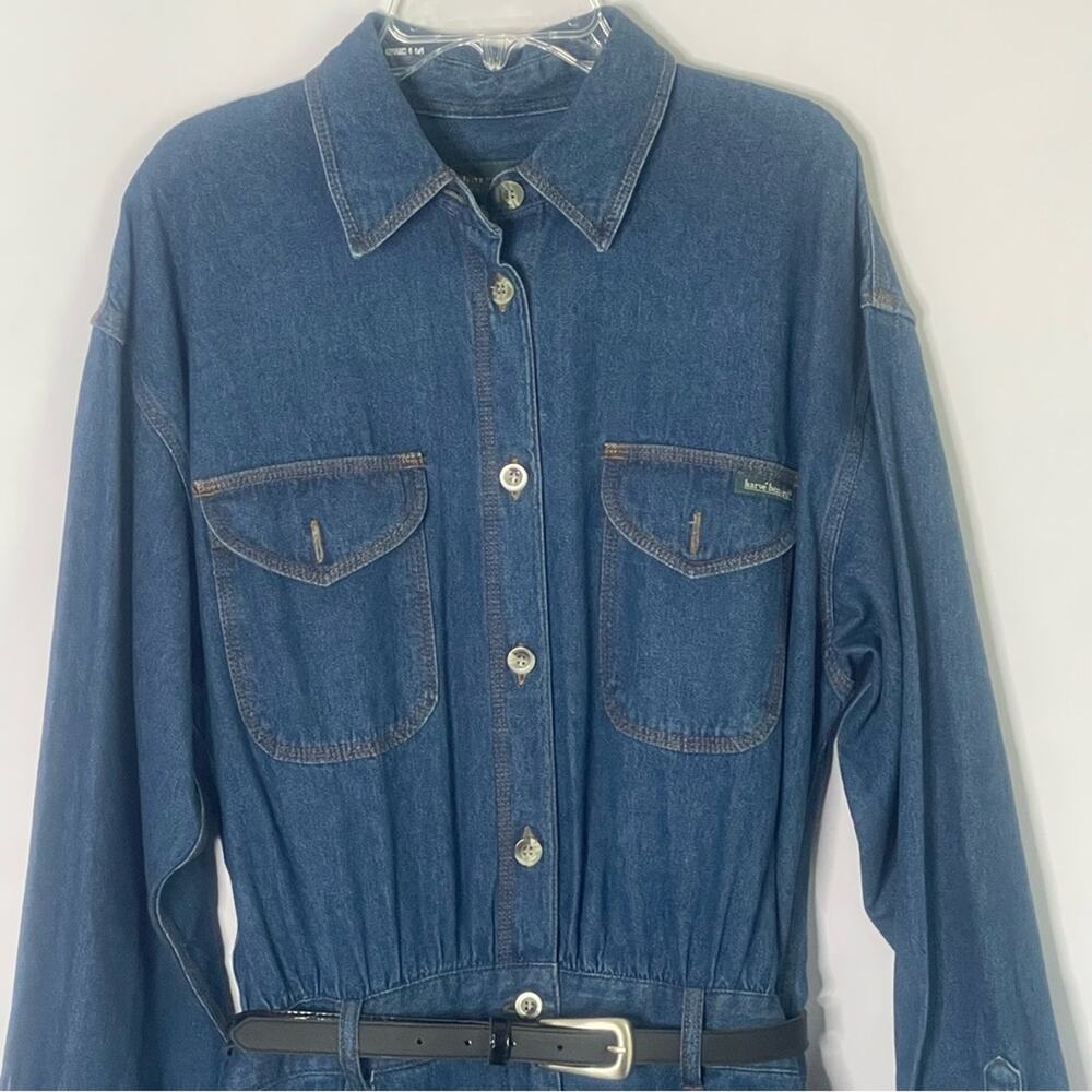 Vintage 90s denim maxi romper dress women’s Size 10 western equestrian bohemian - Picture 3 of 16